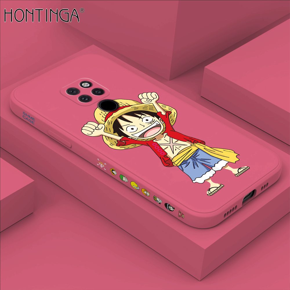 Hontinga for Huawei Mate20 Case Side Design Anime Cartoon Luffy Back Cover Soft Square Edge Pattern Liquid Silicone Trend Phone Cases