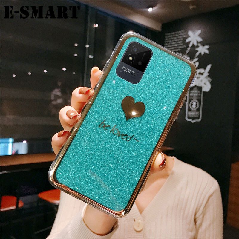 Phone Case Realme Narzo 50i Back Fashion Couple Cases Bling Gold Glitter Be Loved Soft Silicone Protector Cover Realme Narzo50i Case