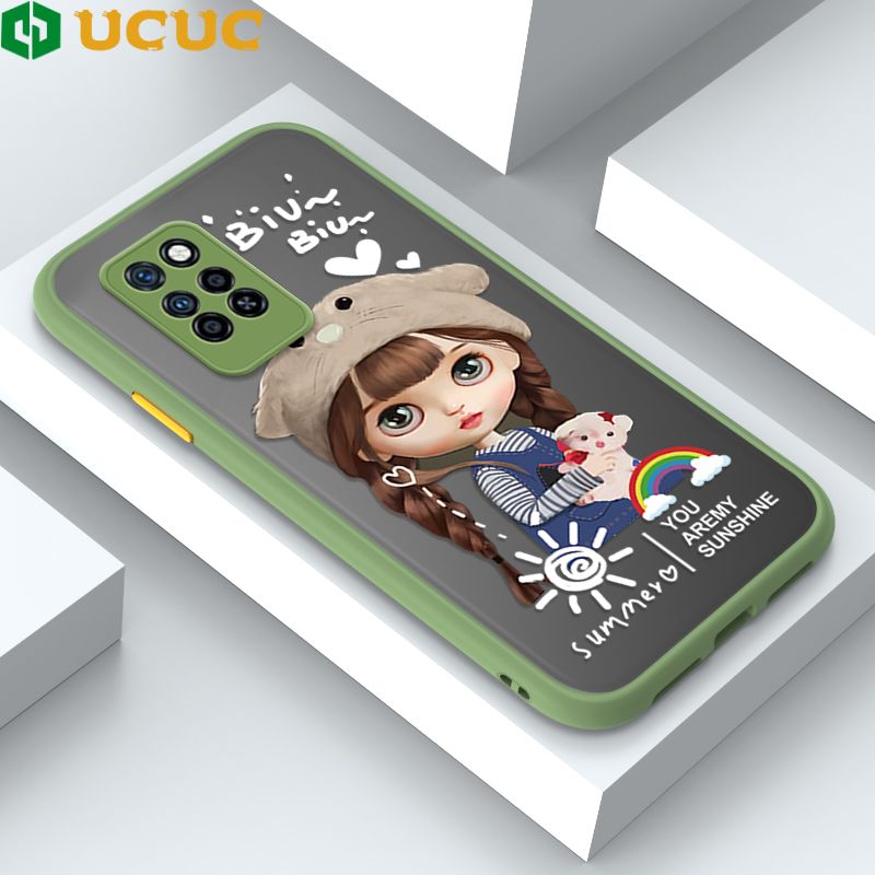 UCUC for Infinix Note 10 Pro / Note 10 Pro NFC Back Cover Rainbow Lovely Girls Frosted Transparent Hard Phone Case Thin Shockproof Full Cover Camera Protect Case