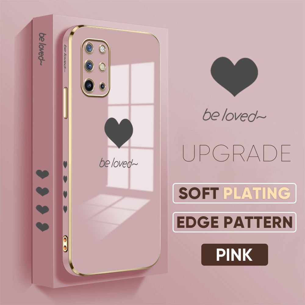 TA for OnePlus 8T Back Cover + Free Lanyard Simple Love Luxury 6D Plating Case Side Pattern Soft Silicone Square Phone Cases