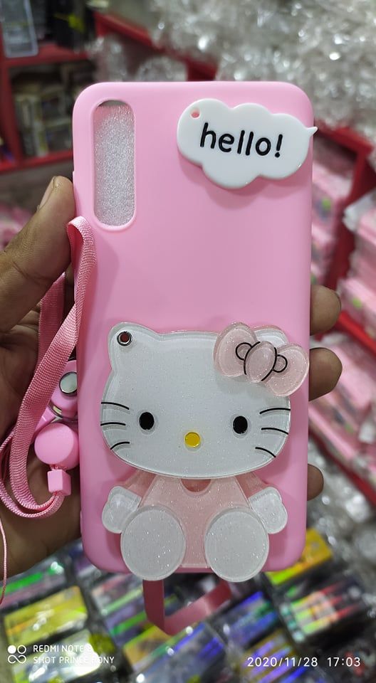 Samsung Galaxy A50S / A30S Mirror Card Girls Stylish Soft Bake Cover Mirror Hello Kitty Luxury Silicone Phone Case For Samsung A30S / A50S Back Cover
