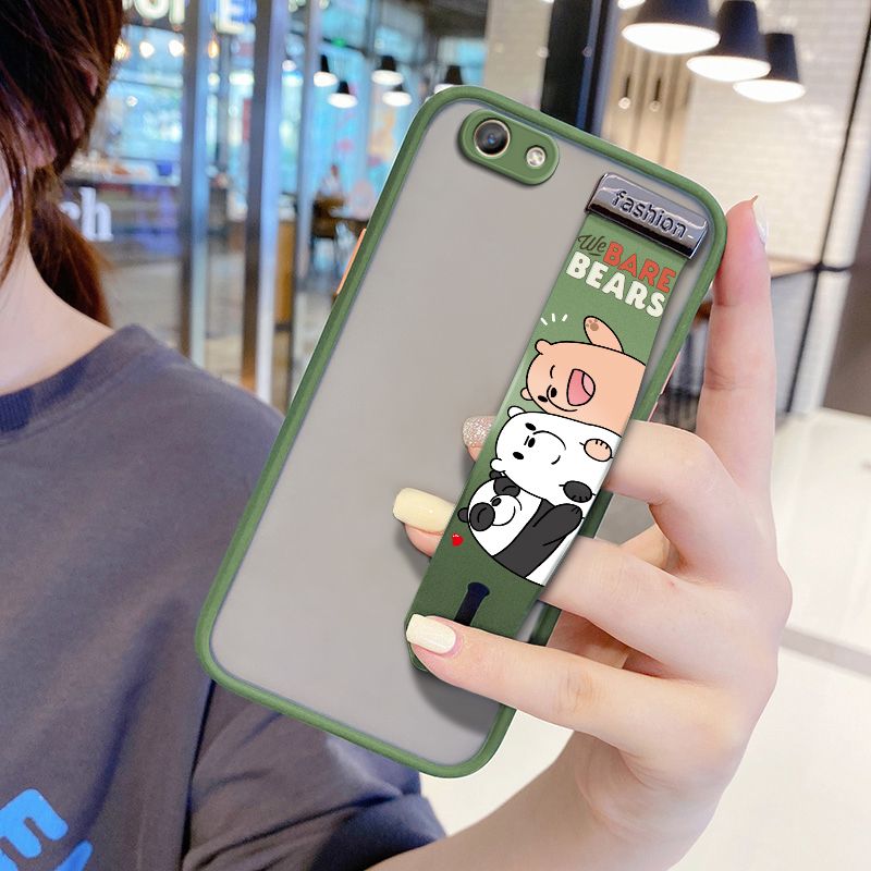 UCUC for OPPO F1S Wrist Strap Case Cute Cartoon Three Little Bears Wristband Printing Cover Shockproof Frosted Phone Case