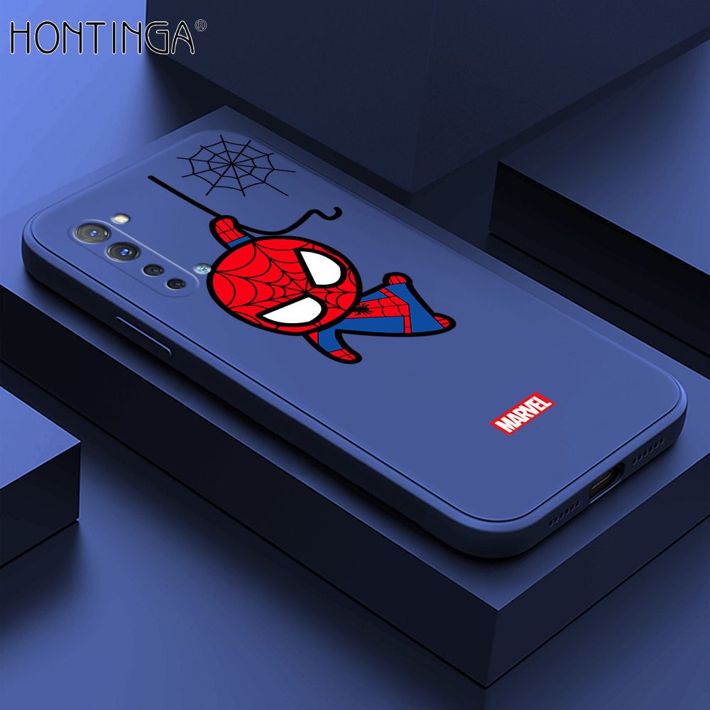 Hontinga for OPPO Reno3 5G Case Cute Marvel Avengers Cartoon Spiderman Spider Man Phone Case Square Edge Silicone Cases Full Lens Cover Shockproof Protection Case