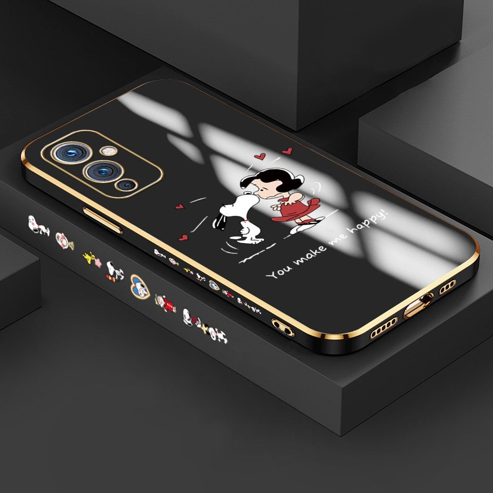 Jizetin (Free Lanyard) OnePlus 9 Case Cute Puppy Little Girl Luxury 6D Plating Soft Casing Silicone Ultra Thin Phone Cover