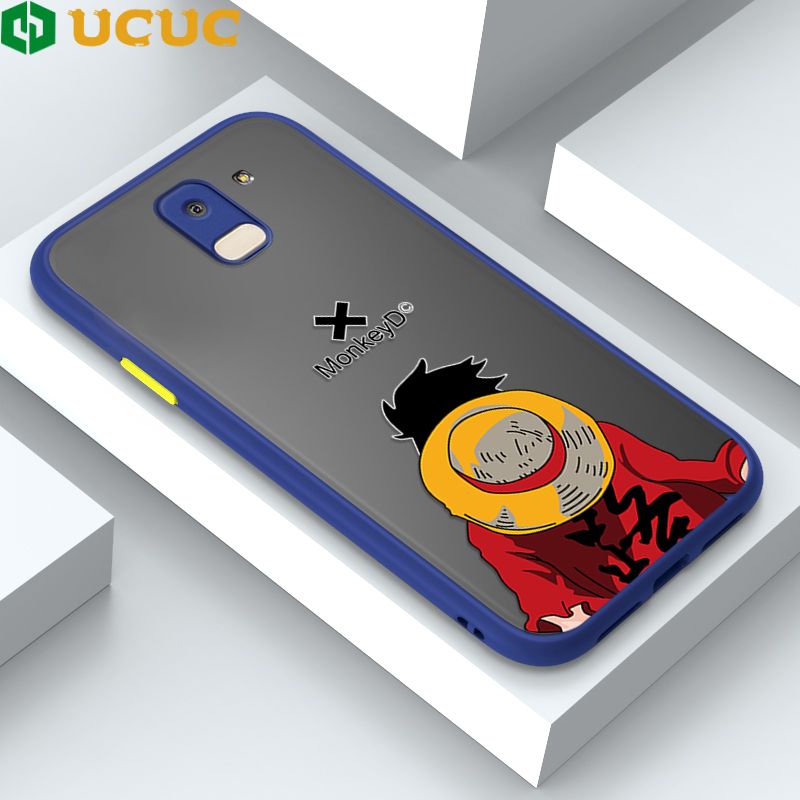 UCUC for Samsung Galaxy J6 2018 j600 Back Cover Back Shadow Luffy Frosted Transparent Hard Phone Case Thin Shockproof Full Cover Camera Protect Case