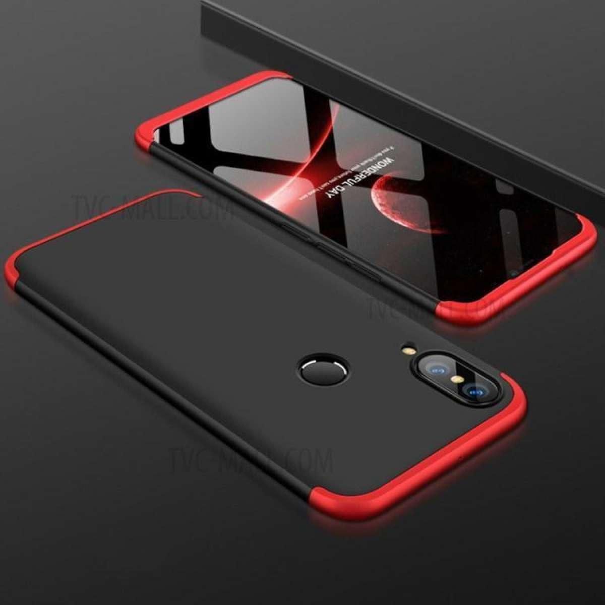 Huawei Y9 (2019) 360 Degree Back Cover with Free Glass Protector - Black&Red
