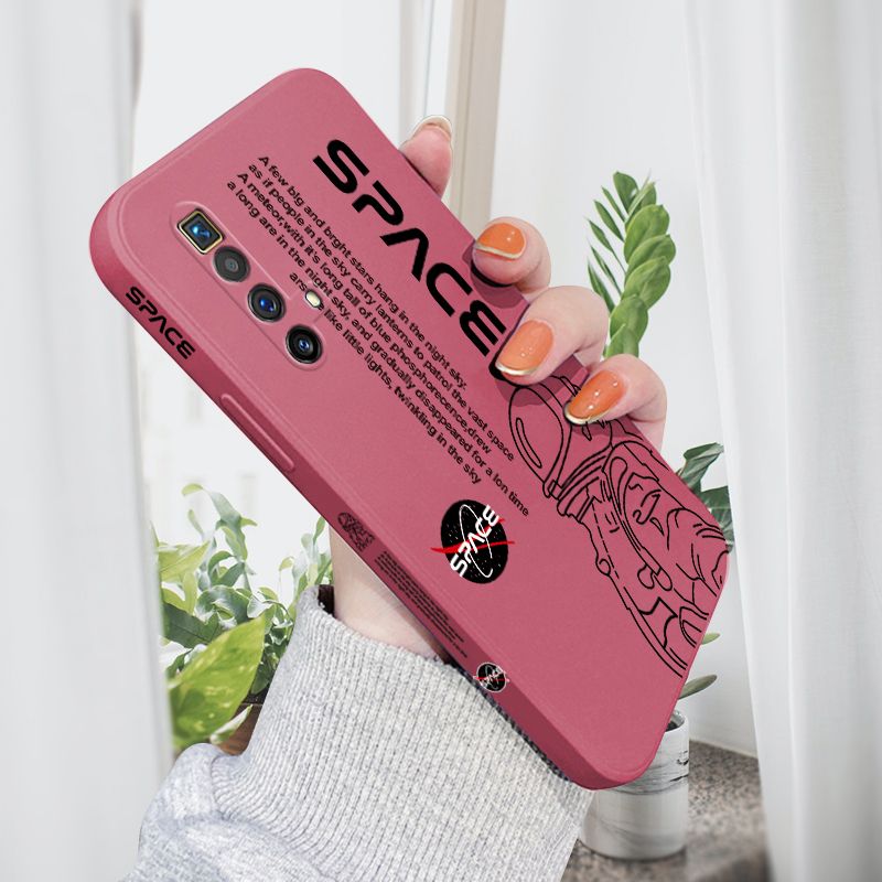 Casing  For Realme X2 X2 Pro Realme X3 SuperZoom Handphone Case New NASA Astronaut Design Side Design Phone Case Square Edge Pattern Liquid Silicone Casing Full Cover Camera Shockproof Protection Case
