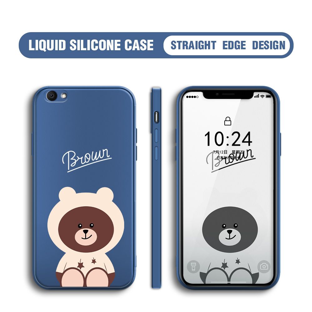 BILI for Vivo V5 / V5S / V5 Lite / Y67 Back Cover Brown Bear Multicolor Liquid Silicone Phone Case Soft Square Lens Protection Phone Cases