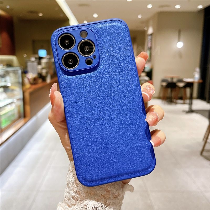 Leather Texture Shockproof Case For iPhone 13 12 11 Pro Max XR X XS 6S 7 8 Plus SE2022 13 Mini Soft Full Camera Protection Cover