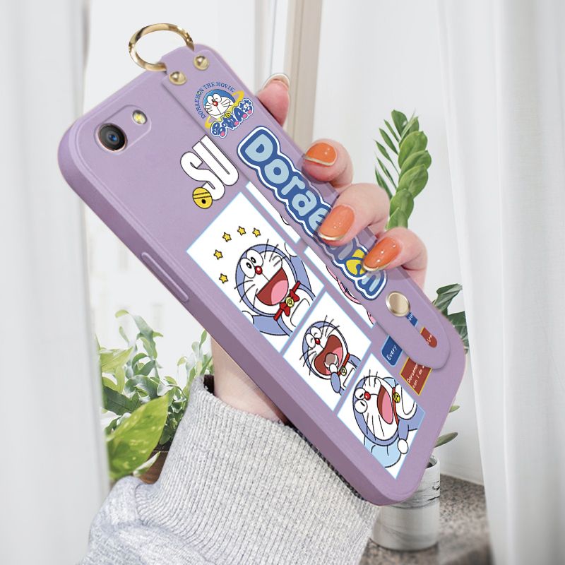 Jizetin for OPPO F1S Wrist Strap Case Creative Cartoon Doraemon's Daily Life Cover Ultra Thin Anti Fall Liquid Silicone Phone Case