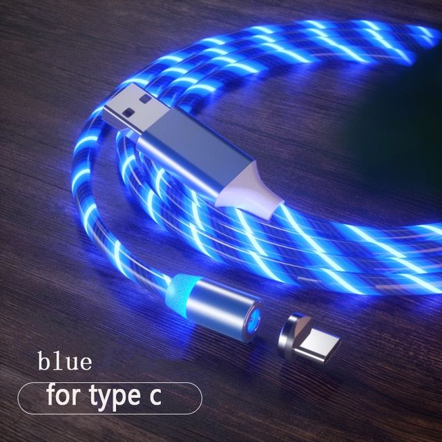 Magnetic Cable USB Type C Cable Magnetic Cable LED Lighting fast Charging USB Micro Charger Cable Wire for iPhone Huawei Samsung