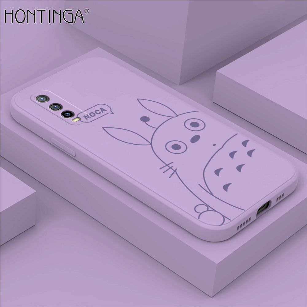 Hontinga for Y51S Y70S Y70T Case Cartoon Cute Totoro Pattern Back Cover Soft Square Edge Liquid Silicone Phone Cases