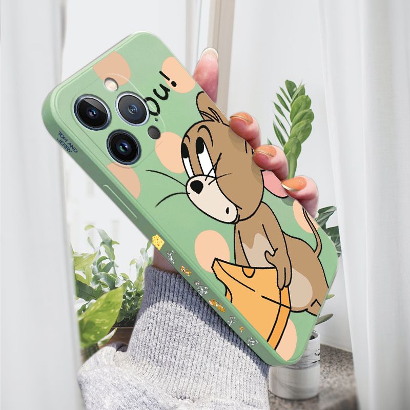 AMORVOR for iPhone 13 Pro Back Cover Cartoon Cute Lovely Side design Soft Case Liquid Silicone Phone Cases