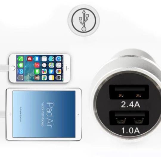 FOR Car Charger USB PORT FAST CAR CHARGER 2.4A/1.0A DUAL Multi colour