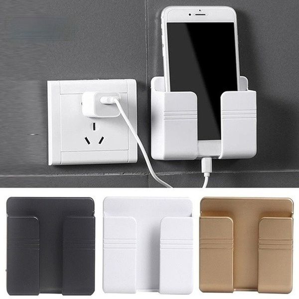 Mobile Phone Charging Hanging Holder Multifunction Wall Mounted Plug Bracket Remote Control Mounted Storage Box