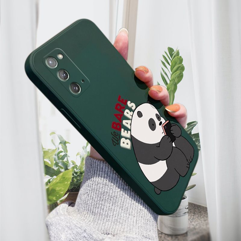 AMORVOR for Samsung Galaxy Note 20 Back Cover Cartoon Cute Panda Side design Soft Case Liquid Silicone Phone Cases