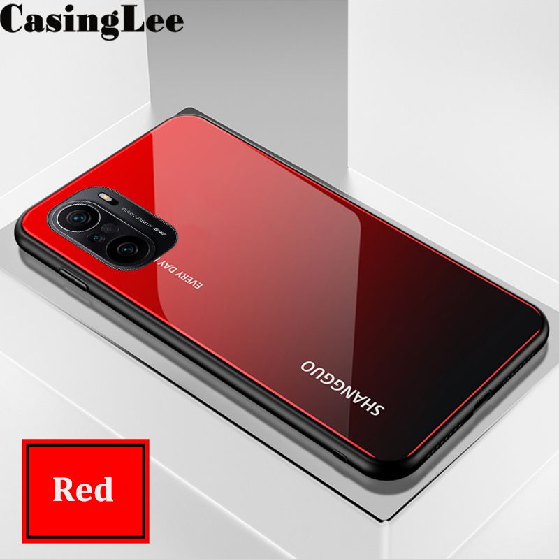 Protect Cover For Xiaomi Poco F3 case Gradient Tempered Glass Protector Phone Cases for Mi Poco F3 Back Cover