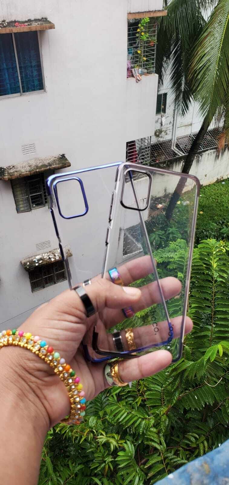For Samsung galaxy A51 hoco Clear Laser Plating Transparent Soft Ultra Thin Back Cover Black & Blue - Blue - Phone - Camera