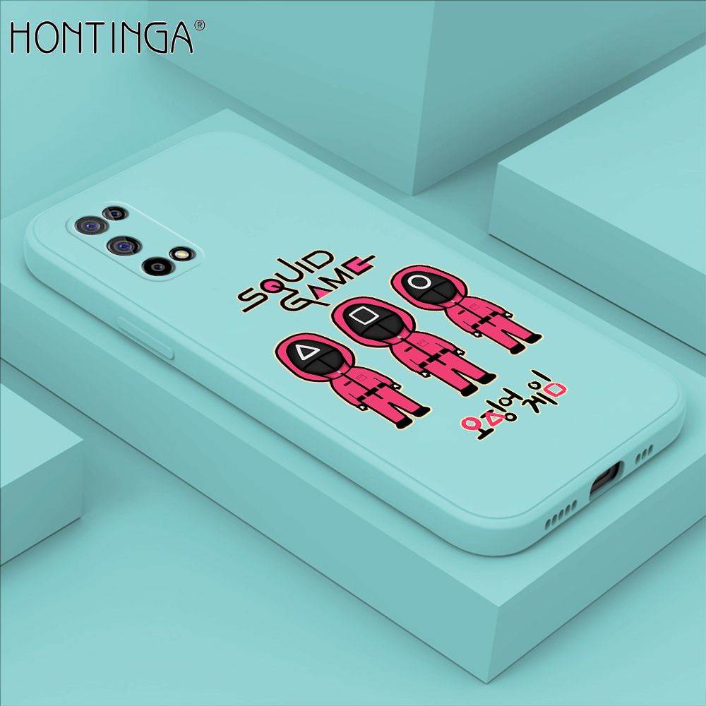 Hontinga for Realme 7 5G Case Trend Cartoon Korean Squid Phone Cover Liquid Silicone Case Phone Protective Case