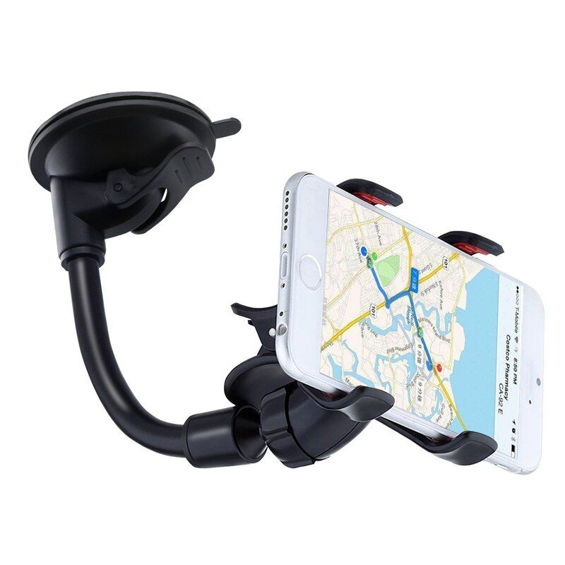 Double Clip 360 Rotating Flexible Car Mount Cell Phone Holder Stand for Iphone X 8 7 Plus Samsung Galaxy S8 S9 Plus Accessories