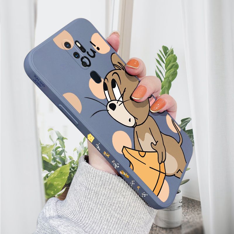AMORVOR for OPPO A5 A9 2020 Back Cover Cartoon Cute Lovely Side design Soft Case Liquid Silicone Phone Cases