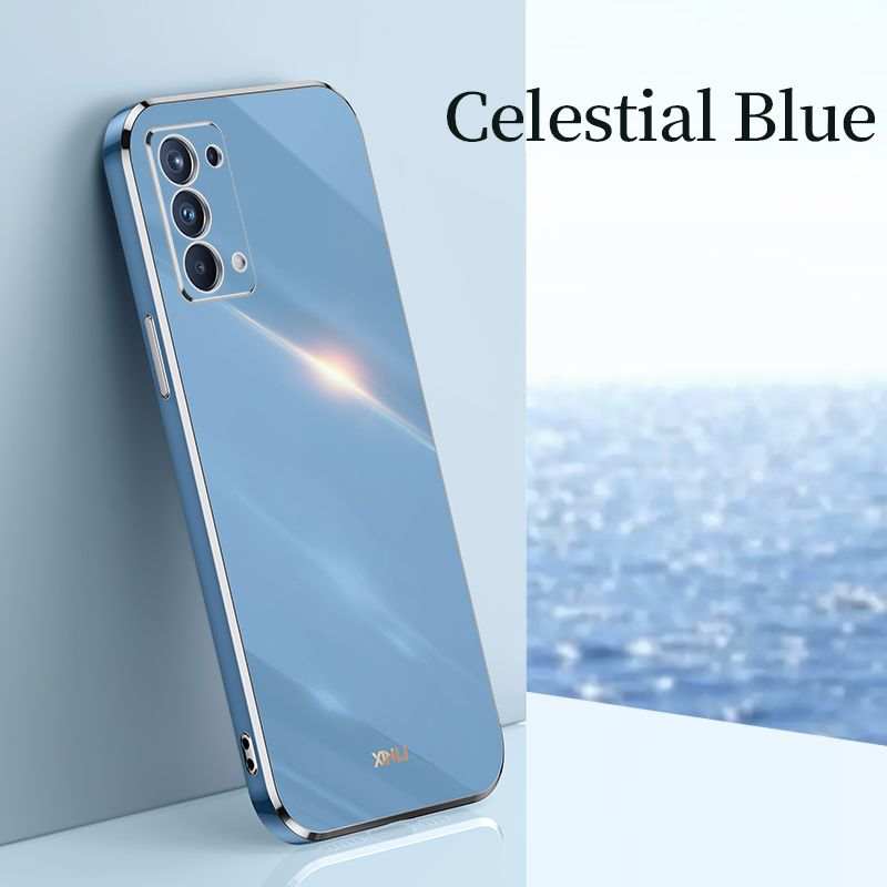 For OPPO Reno5 4G / OPPO Reno 5 5G Case, [Camera Lens Protection] Luxury Ultra Thin Shiny Plating Edge Square Bumper Phone Casing Soft TPU Silicone Shockproof Cellphone Cases Protective Cover