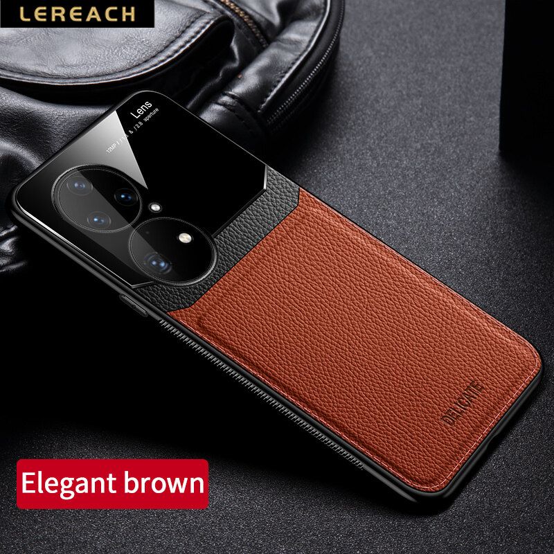 Lereach For Huawei P50 Pro lens all-inclusive protection Stacked Soft TPU Leather Case Cover