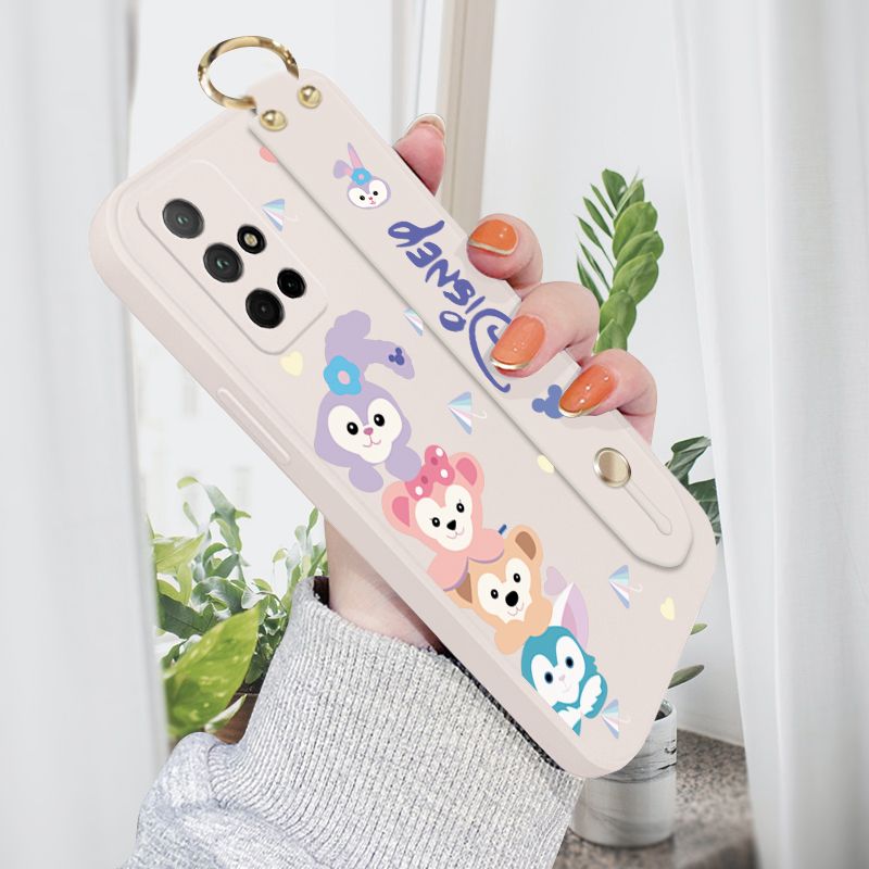 Jizetin for Honor 30S Wrist Strap Case Creative Cartoon Cute Bunny Cover Ultra Thin Anti Fall Liquid Silicone Phone Case