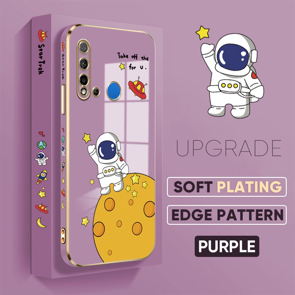 TA for Huawei Nova 5i / P20 Lite 2019 Back Cover + Free Lanyard Planet Astronaut Luxury 6D Plating Case Side Pattern Soft Silicone Square Phone Cases