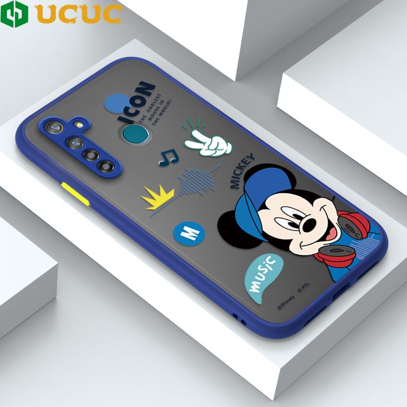 UCUC for Realme 5 Pro Back Cover Cute Mouse Greet Frosted Transparent Hard Phone Case Thin Shockproof Full Cover Camera Protect Case