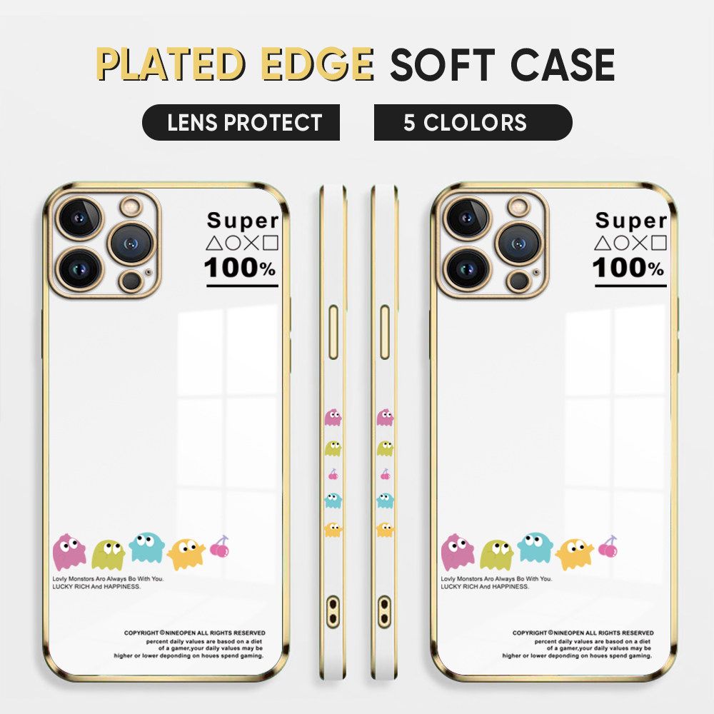 Luxury 6D Plating Case for iPhone 11 Back Cover Game Little Monster Side Pattern Soft Silicone Square Phone Cases