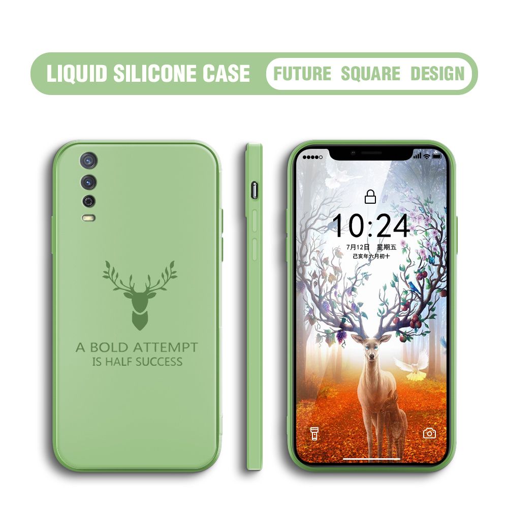 BILI for Vivo Y20 / Y20S / Y20i / Y12s / Y20 2021 / V2026 / Y20S G Back Cover Simple Antlers Ultra Thin Soft Luxury Square Multicolor Liquid Silicone Phone Case