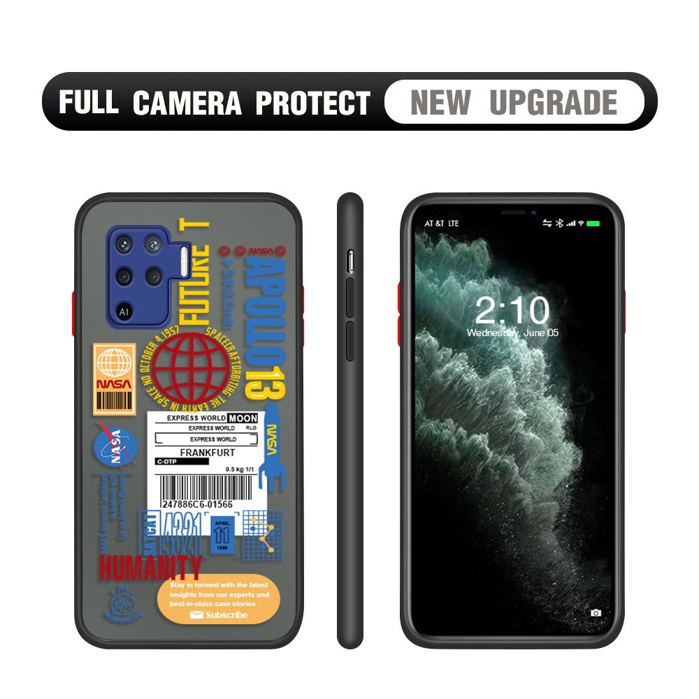 Hontinga for OPPO F19 Pro / A94 / Reno5 F Case Travel Poster Camera Shockproof Protection Cases Edge Frosted Transparent Phone Cover