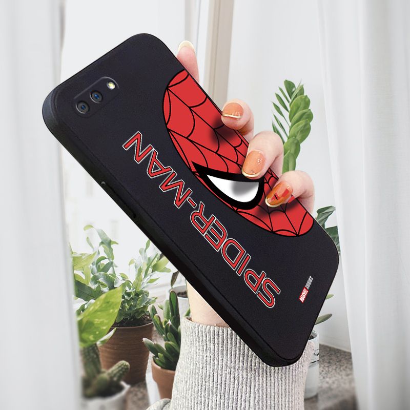 AMORVOR for OPPO A3S A12E Realme C1 Back Cover Cartoon Cute Spiderman Side design Soft Case Liquid Silicone Phone Cases