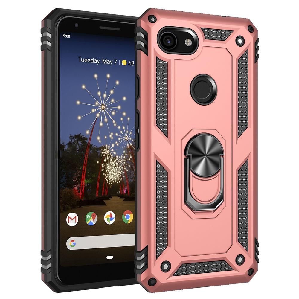 Shockproof Armor Case For Google Pixel 3A XL Phone Case Car Ring Stand Bumper Silicone Back Cover