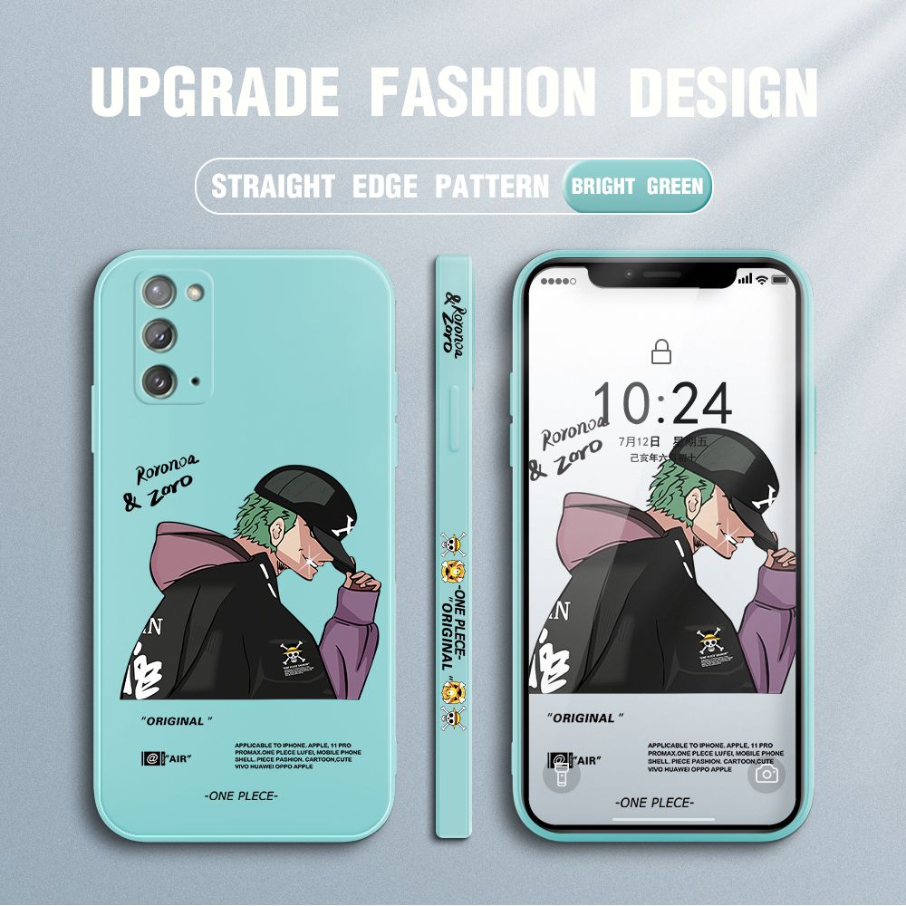 Jizetin for Samsung Galaxy Note 20 Case Anime One Piece Roronoa Zoro Side Design Phone Case Ultra Soft Edge Pattern Liquid Silicone Phone Cases