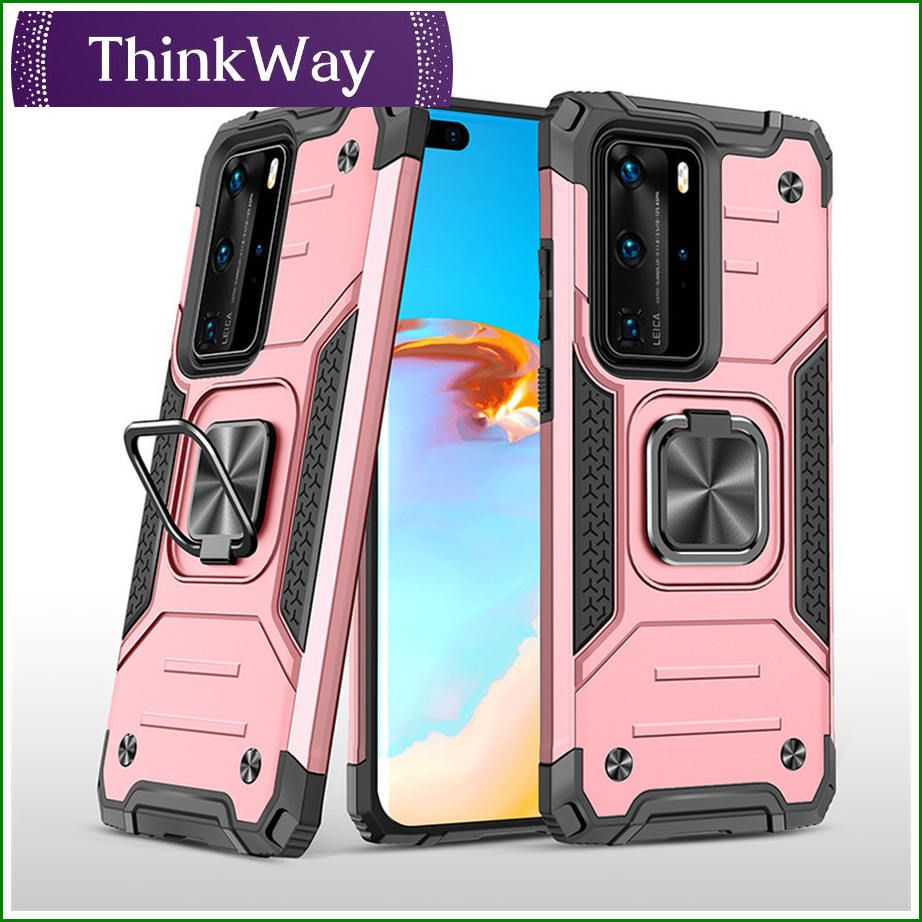 Shell with bracket magnetic ring bracket double layer shockproof back cover shell For Huawei Y7A/P Smart 2021 & Huawei Y9A