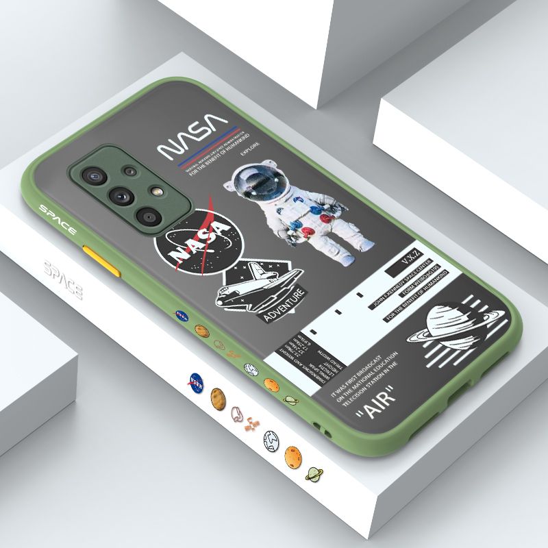 ZeroQiQi for Samsung A52S 5G Case Creative Cartoon Astronaut Side Printed Pattern Design Phone Cover Frosted Transparent Ultra Thin Protective Phone Case