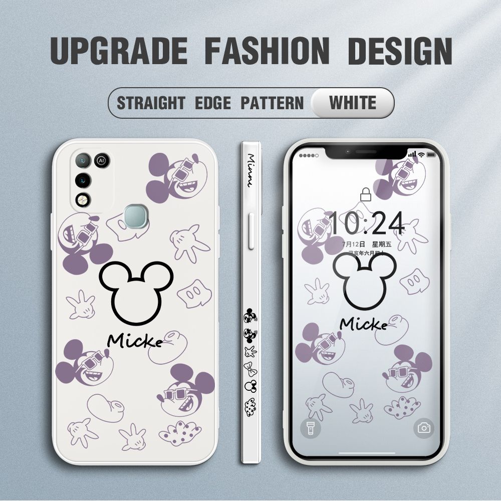 Jizetin for Infinix Hot 10 Play / Hot 11 Play Case Creative Printing Pattern Side Design Phone Case Square Edge Pattern Liquid Silicone Cases Full Cover Camera Shockproof Protective Case