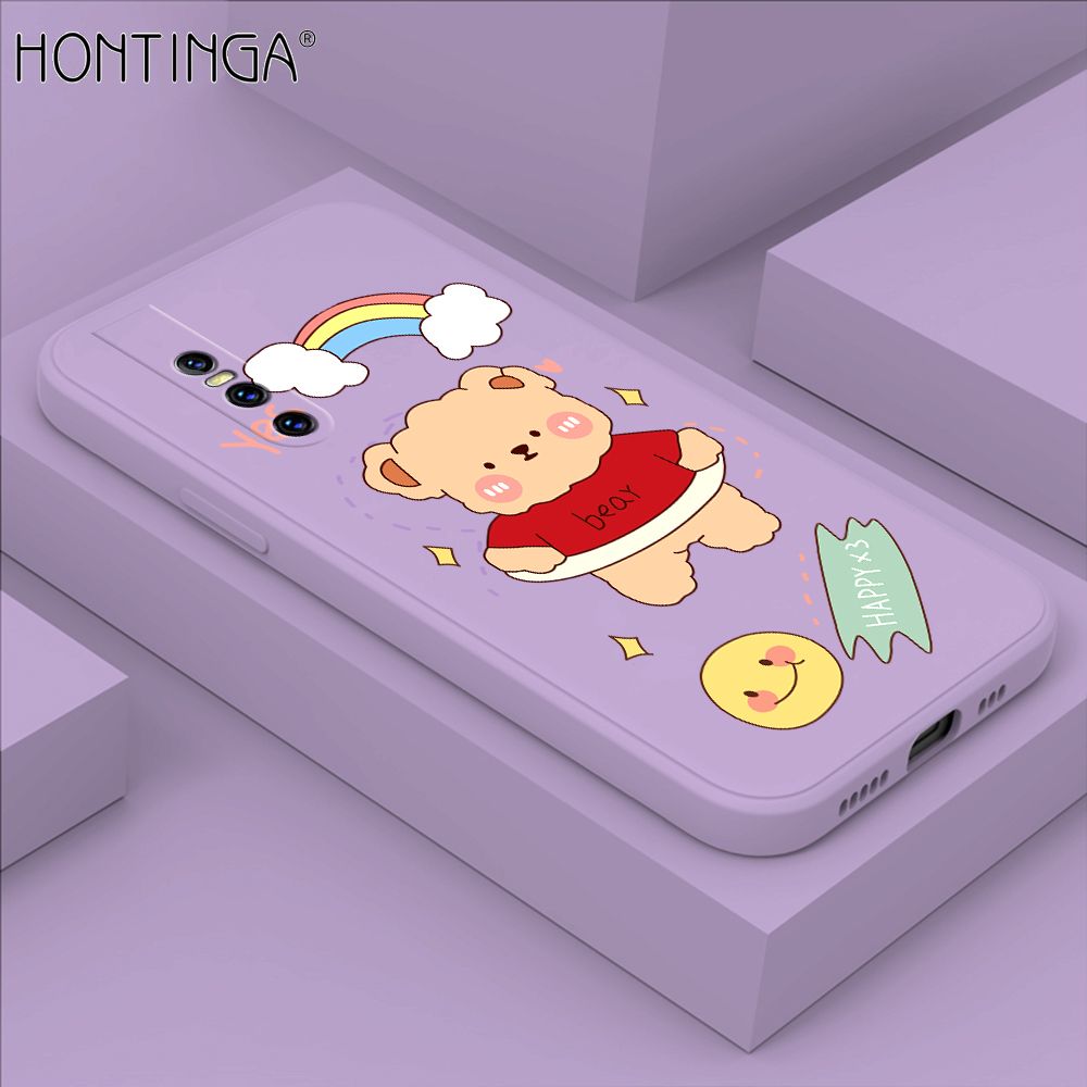 Hontinga for Vivo V15 Pro Case Lovely Cartoon Bear Phone Case Phone Case Soft Square Edge Silicone Cases Full Lens Cover Shockproof Protection Cover