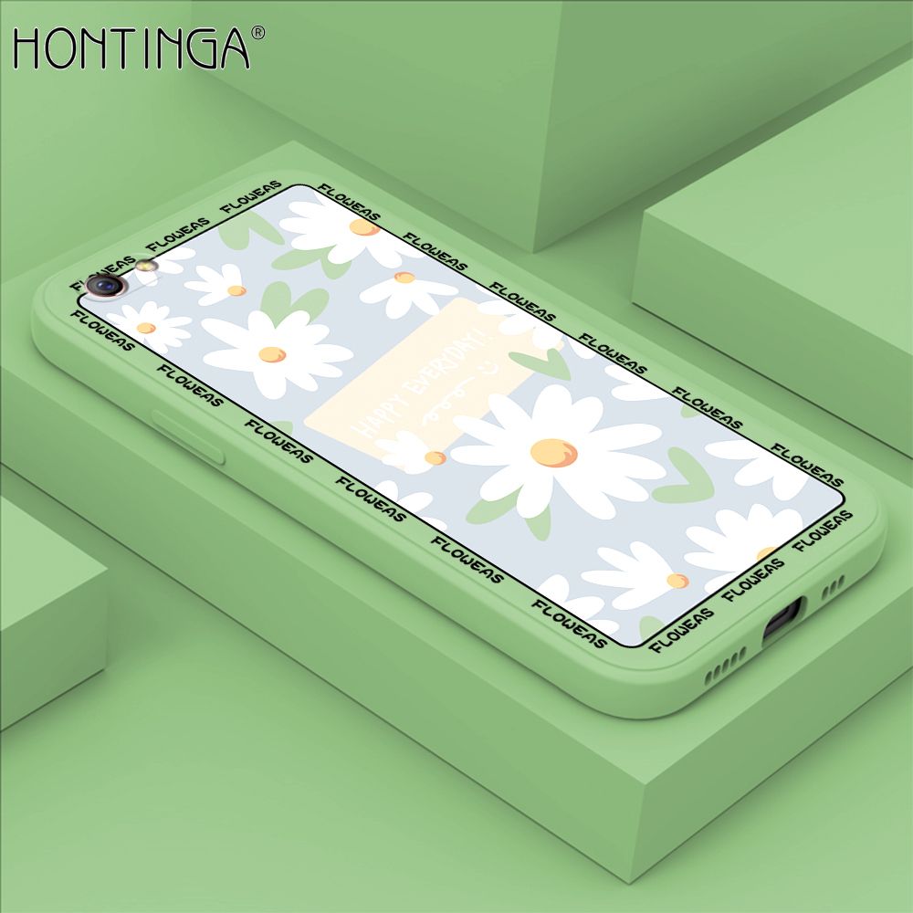 Hontinga for OPPO R9S Case Beautiful Daisy Flower Phone Case Phone Case Soft Square Edge Silicone Cases Full Lens Cover Shockproof Protection Cover