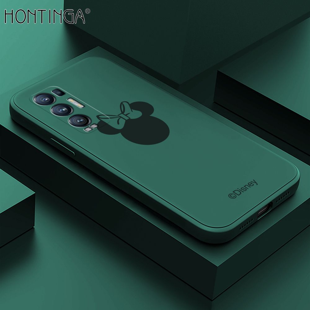 Hontinga for OPPO Reno 5 Pro Plus 5G Case Cartoon Mouse Phone Case Soft Square Edge Silicone Cases Full Lens Cover Shockproof Protection Cover
