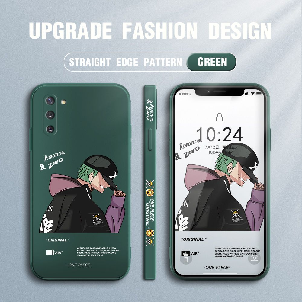 Jizetin for Samsung Galaxy Note 10 Case Anime One Piece Roronoa Zoro Side Design Phone Case Ultra Soft Edge Pattern Liquid Silicone Phone Cases