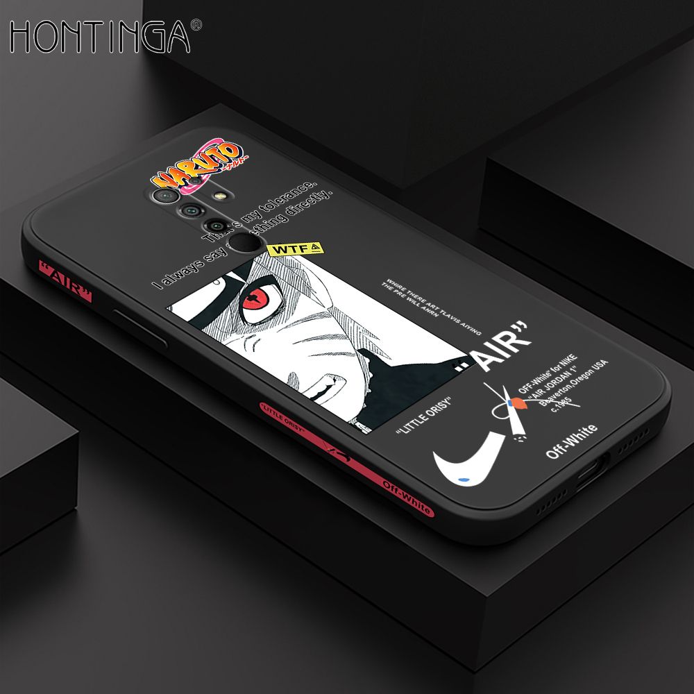 Hontinga for Redmi 9 Case Side Design New Anime Naruto for Boys Back Cover Soft Square Edge Pattern Liquid Silicone Trend Phone Cases