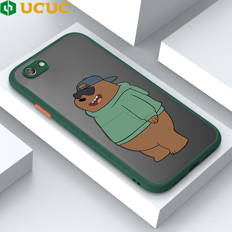 UCUC for OPPO A71 Back Cover Sunglasses Bear Frosted Transparent Hard Phone Case Thin Shockproof Full Cover Camera Protect Case