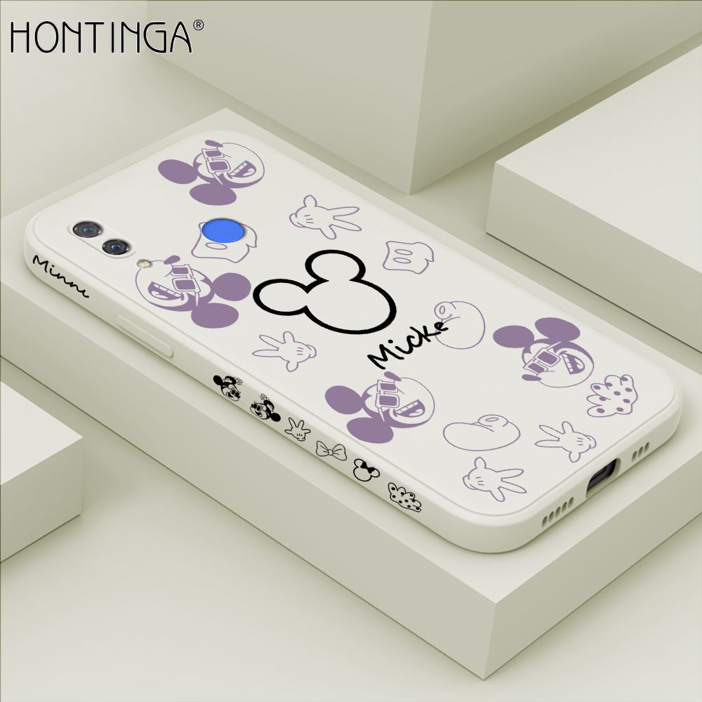 Hontinga for Huawei Nova 3 Case Side Design Cute Mouse Avatar Back Cover Soft Square Edge Pattern Liquid Silicone Trend Phone Cases