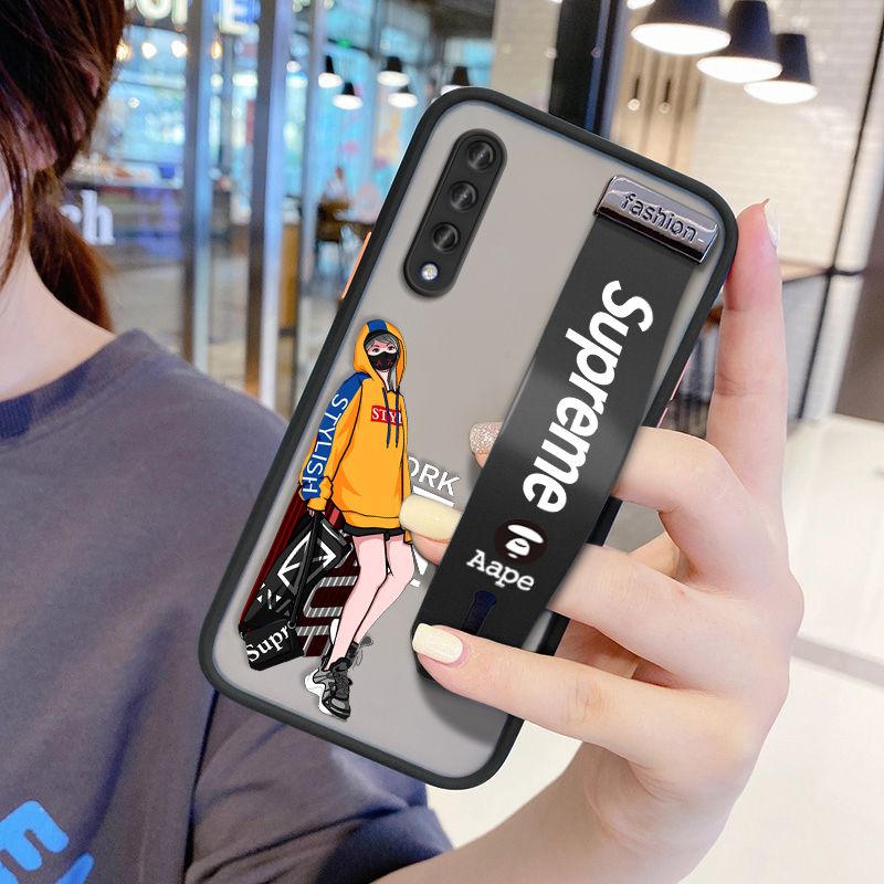 UCUC for Xiaomi Mi A3 Wrist Strap Case Creative Cartoon Handsome Girl Wristband Printing Cover Shockproof Frosted Phone Case