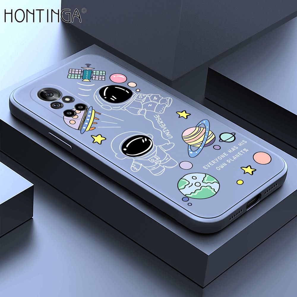 Hontinga for Huawei Nova 8 Case Fashion Earth Planet Astronaut Phone Case Soft Square Edge Silicone Cases Full Lens Cover Shockproof Protection Cover