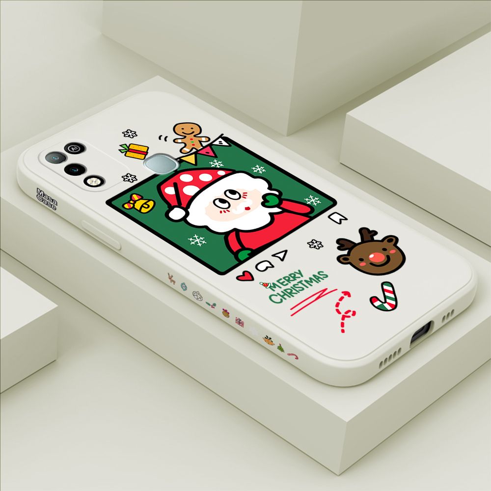 ZeroQiQi for Infinix Hot 10 Play Case Santa Claus Christmas Gifts Side Printing Cases Soft Liquid Silicone Phone Cover