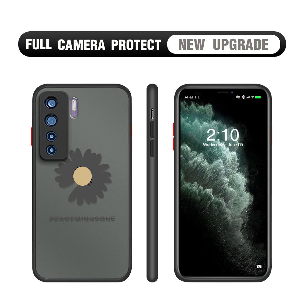 Hontinga for Huawei Nova 7 SE Case Daisy Flower Cover Camera Shockproof Protection Case Edge Frosted Transparent Phone Cover